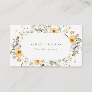 Carte De Placement Mariage Fleur sauvage circulaire Lilac jaune