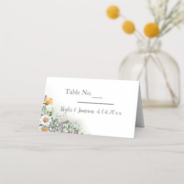 Carte De Placement Mariage Fleur sauvage coloré (Devant)