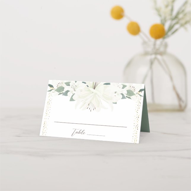 Carte De Placement Mariage Fleur sauvage élégant Charm Green (Devant)