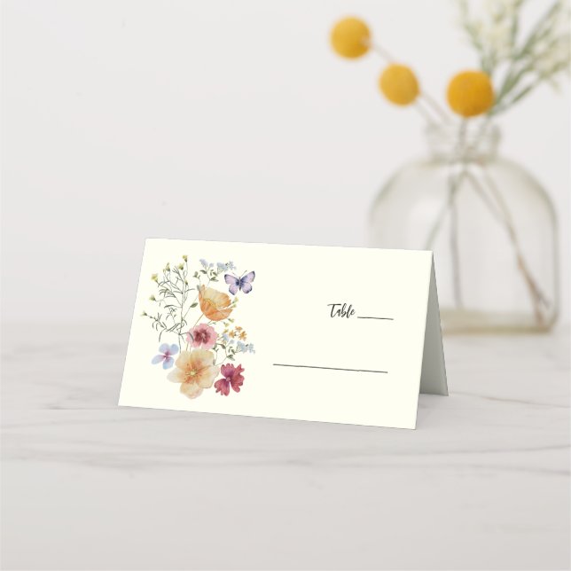 Carte De Placement mariage fleur sauvage fleuri (Devant)
