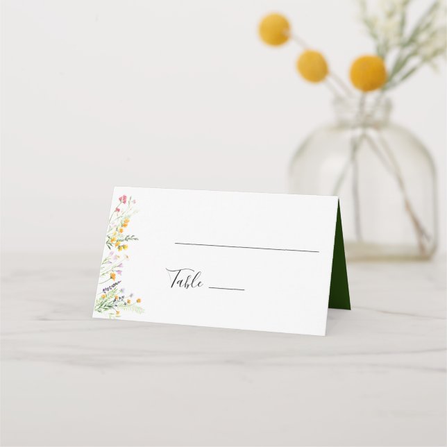 Carte De Placement Mariage fleur sauvage Place carte boho (Devant)