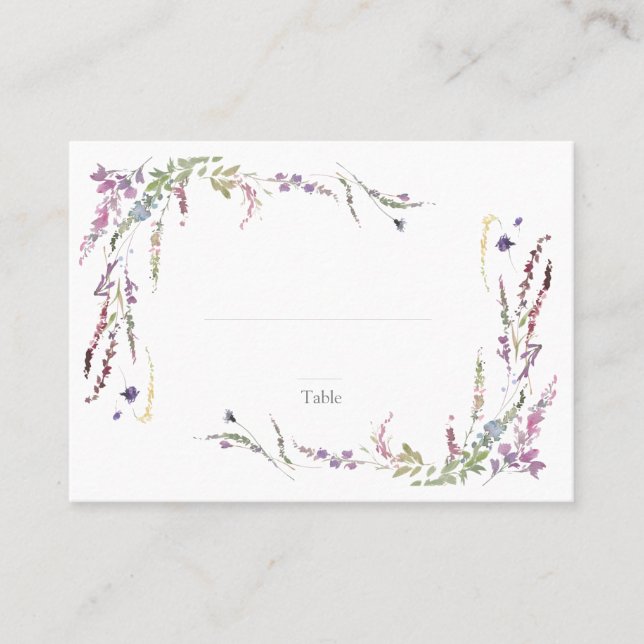 Carte De Placement Mariage Fleur sauvage pourpre Escort (Devant)