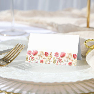 Carte De Placement Mariage Fleur sauvage Retro Pastel Pink Boho