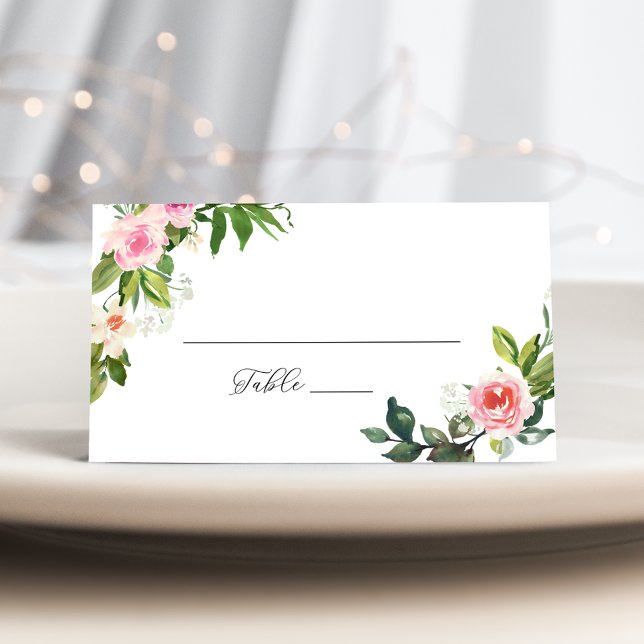 Carte De Placement Mariage Fleurie Rose Tendre (Créateur téléchargé)