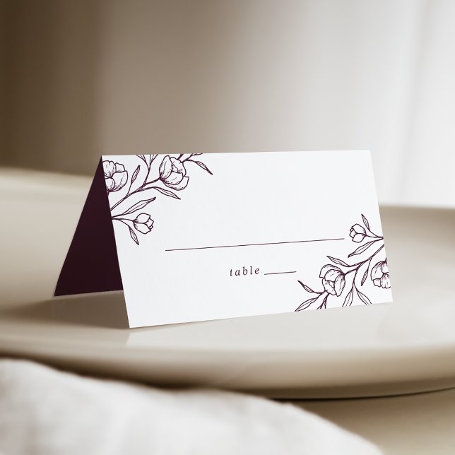 Carte De Placement Mariage Fleuris Violet Esquisse (Créateur téléchargé)