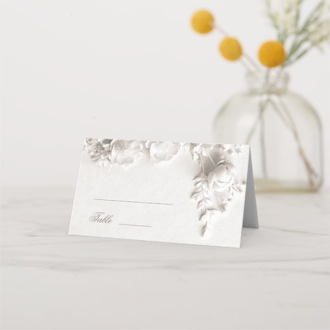 Carte De Placement Mariage Fleurs 3D Blanches (Devant)