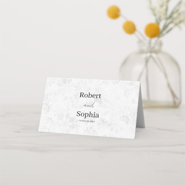 Carte De Placement Mariage Flocon de Neige d'Hiver (Dos)