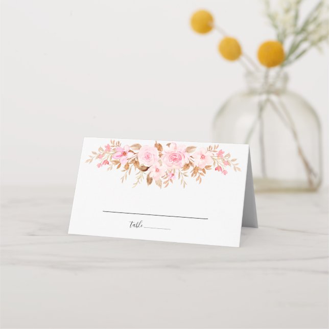 Carte De Placement Mariage floral à feutre minimal (Devant)