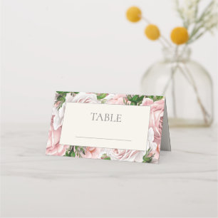 Carte De Placement Mariage Floral Aquarelle Crème Rose Vintage