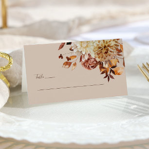 Carte De Placement Mariage Floral Aquarelle Terracotta Taupe d'Automn