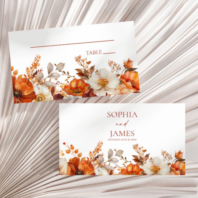 Carte De Placement Mariage Floral Automne Élégant Rustique (Créateur téléchargé)