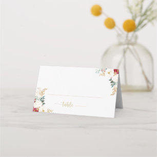 Carte De Placement Mariage Floral Blanc Burgundy Or Classique