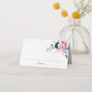Carte De Placement Mariage floral bleu bleu bleu pastel rose