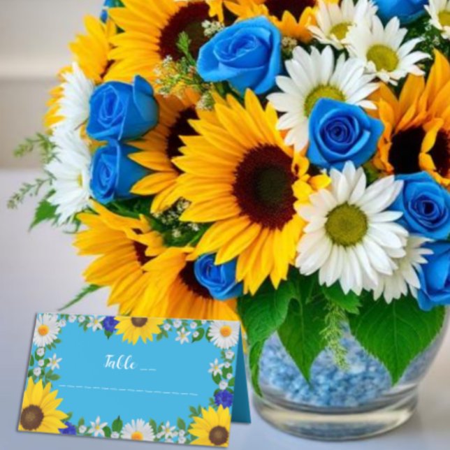 Carte De Placement Mariage Floral Bleu Ciel d'Été (Créateur téléchargé)