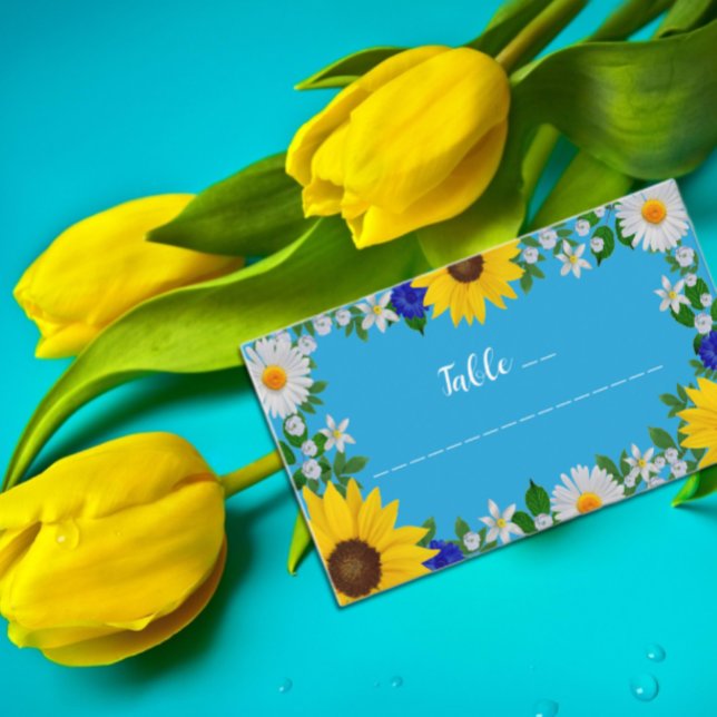 Carte De Placement Mariage Floral bleu ciel d'été (Créateur téléchargé)