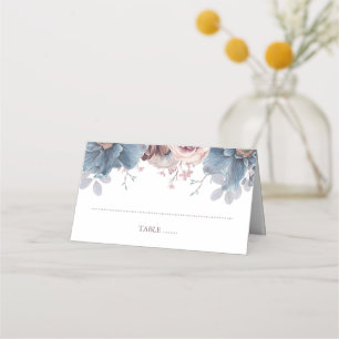 Carte De Placement Mariage floral bleu et mauve