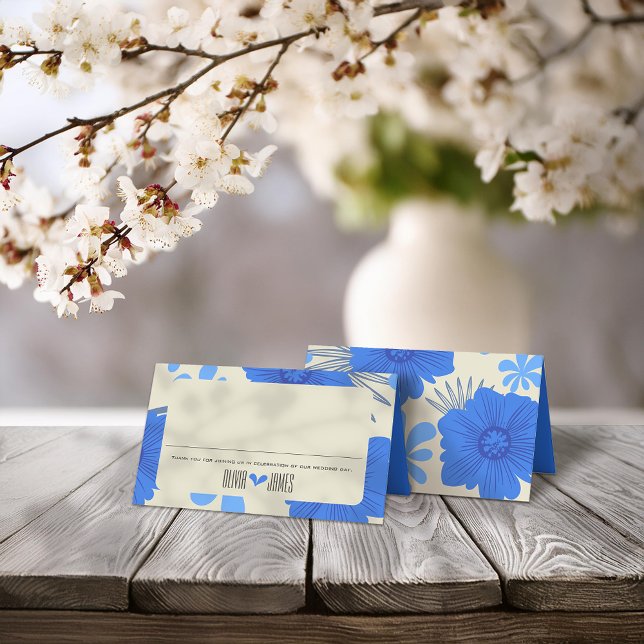 Carte De Placement Mariage floral bleu romantique (Créateur téléchargé)
