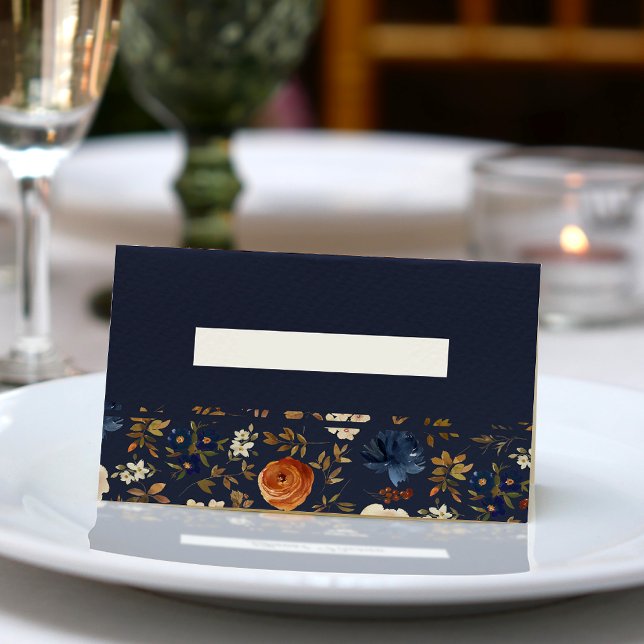 Carte De Placement Mariage floral bleu vierge rouille (Créateur téléchargé)