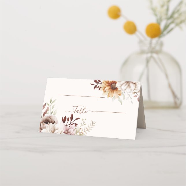 Carte De Placement mariage floral bohème rustique élégant   (Devant)