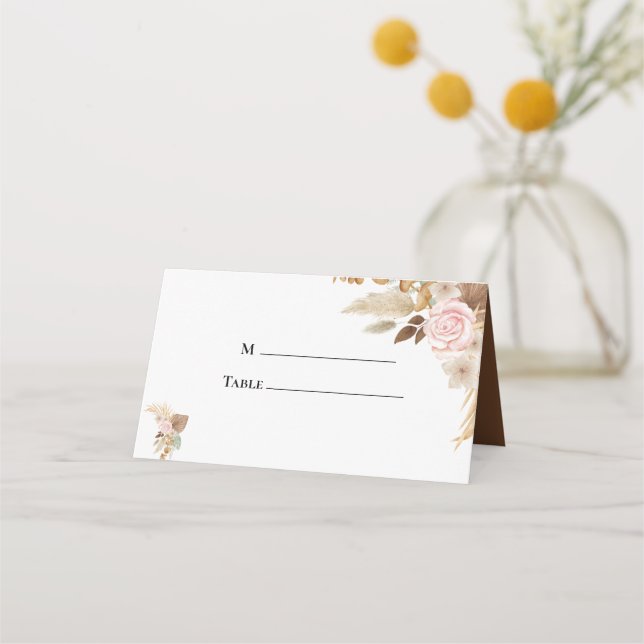 Carte De Placement Mariage floral boho minimal (Devant)