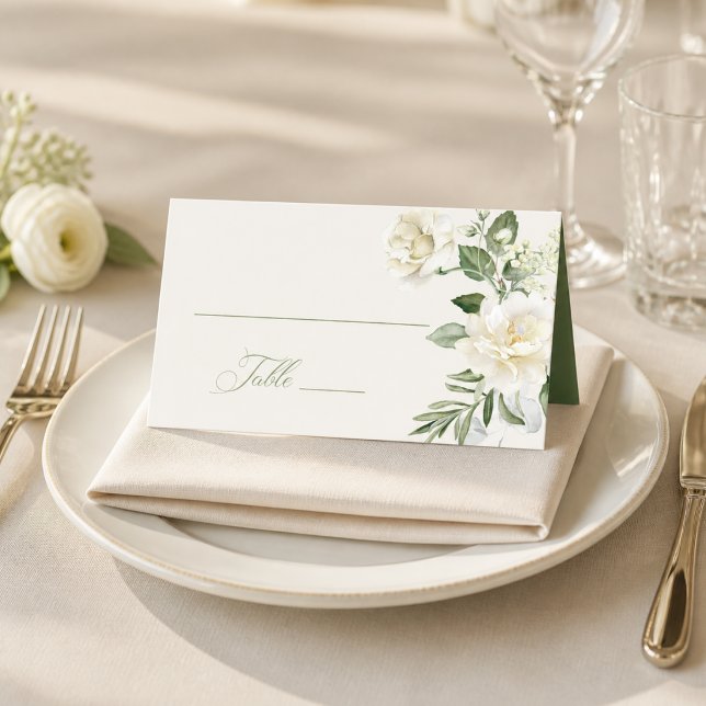 Carte De Placement Mariage Floral Botanique Moderne de Verdure  (Créateur téléchargé)