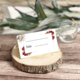 Carte De Placement Mariage floral Bourgogne et argent