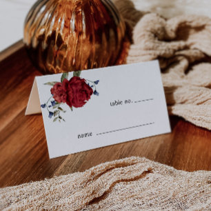 Carte De Placement Mariage Floral Bourgogne Numéro de table Carte de