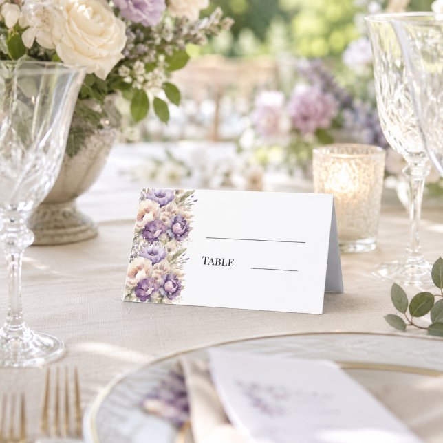 Carte De Placement Mariage floral champagne lavande (Créateur téléchargé)