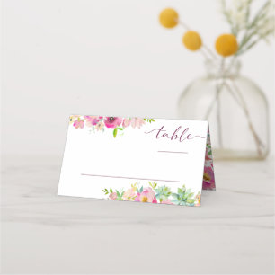 Carte De Placement Mariage Floral Chic en fleurs Numéro de table
