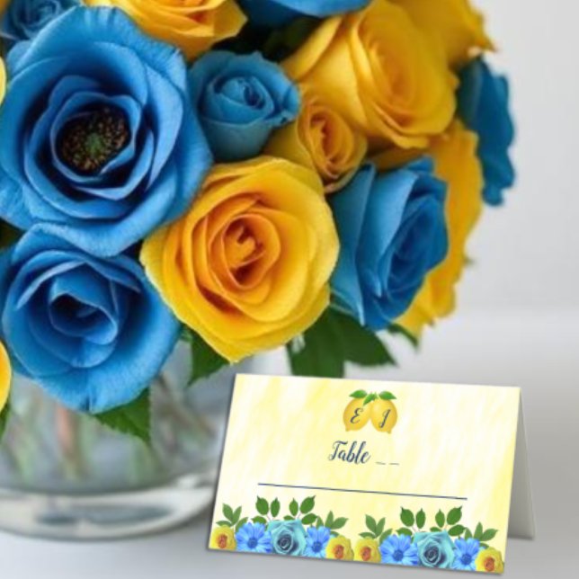 Carte De Placement Mariage Floral Citron Ensoleillé (Créateur téléchargé)