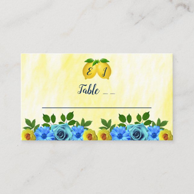 Carte De Placement Mariage floral citron soleil (Devant)