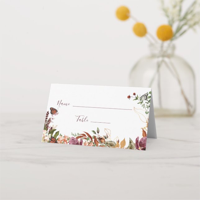 Carte De Placement Mariage floral d'automne (Devant)