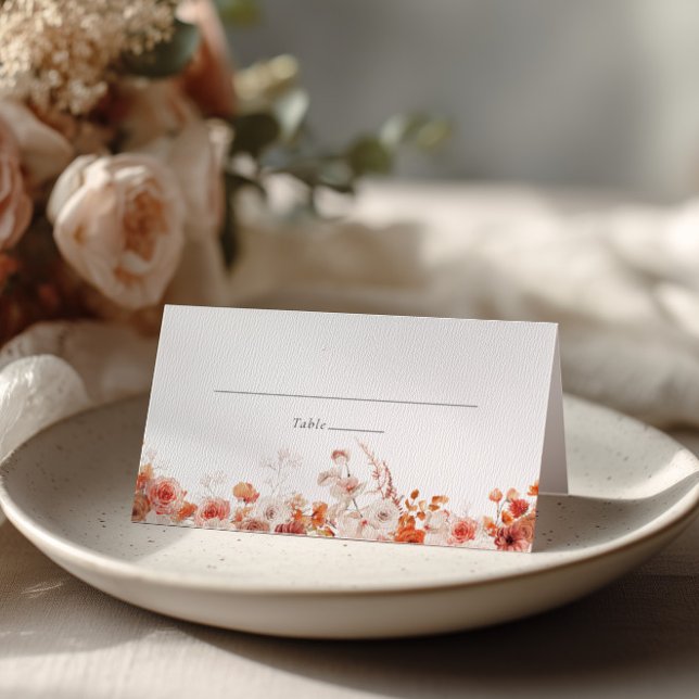Carte De Placement Mariage Floral d'Automne Orange (Créateur téléchargé)