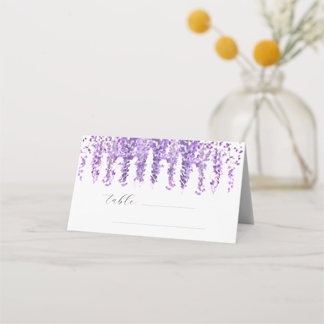 Carte De Placement Mariage floral de Fleur d'Aquarelle de Wisteria (Devant)