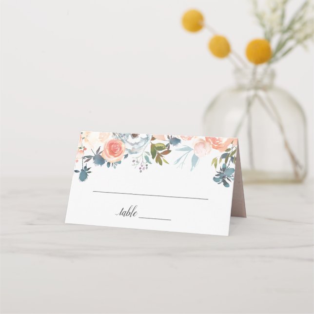 Carte De Placement Mariage floral de la pêche rustique (Devant)