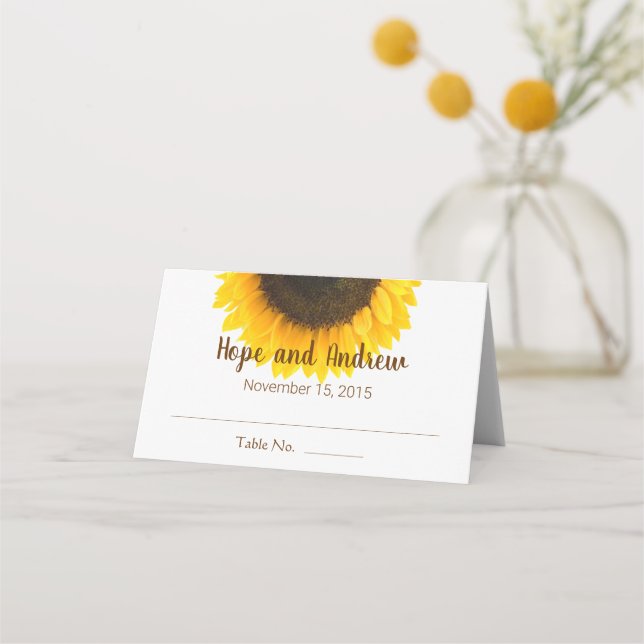 Carte De Placement Mariage floral de tournesol rustique (Devant)