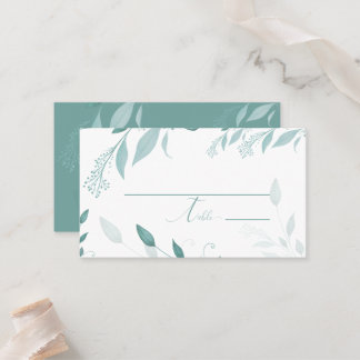 Carte De Placement Mariage Floral Élégant Bleu Poussiéreux Eucalyptus