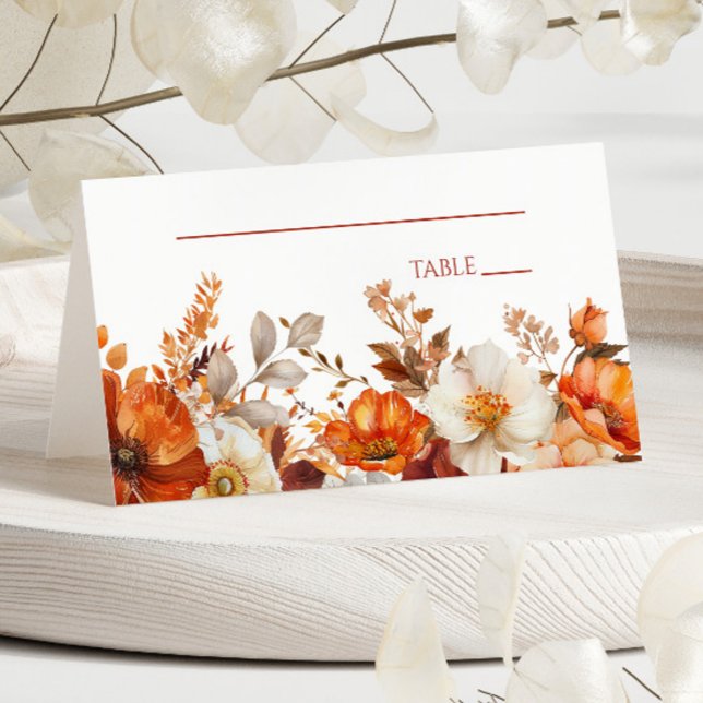 Carte De Placement Mariage Floral Élégant Rustique d'Automne (Créateur téléchargé)