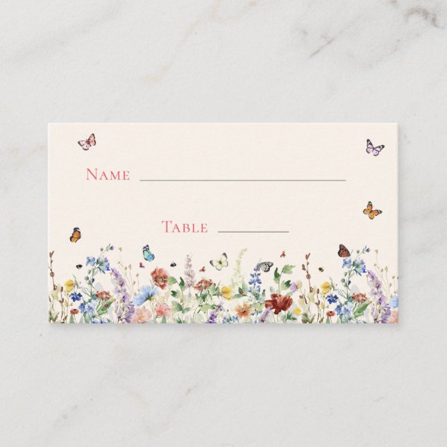 Carte De Placement Mariage Floral Fleur sauvage rustique (Devant)