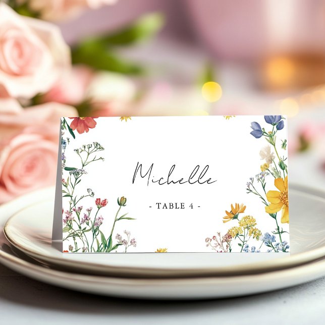 Carte De Placement Mariage Floral Fleur sauvage rustique (Créateur téléchargé)