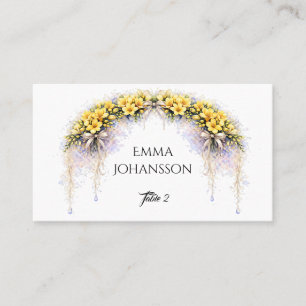 Carte De Placement Mariage Floral Freesia Romantique Jaune Canari