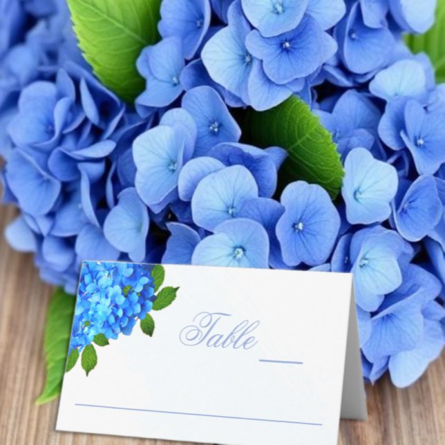 Carte De Placement Mariage Floral Hortensia Bleu (Créateur téléchargé)