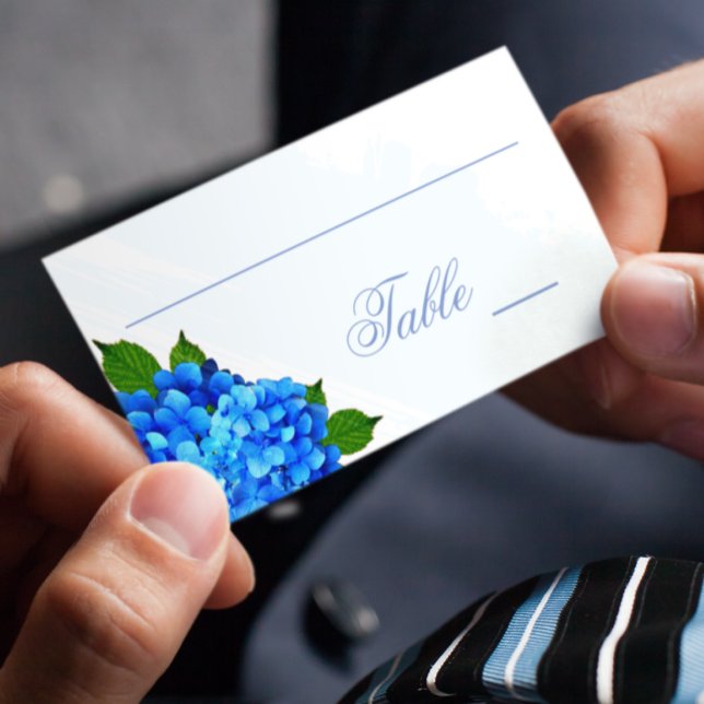 Carte De Placement Mariage Floral Hortensia Bleu (Créateur téléchargé)