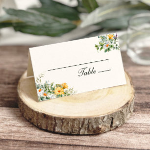 Carte De Placement Mariage Floral jaune blanc
