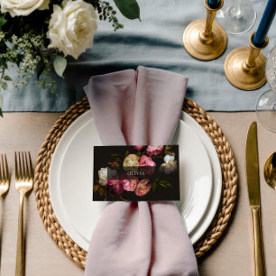 Carte De Placement Mariage Floral Maussade Noir Burgundy Romantique