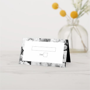 Carte De Placement Mariage floral noir et blanc Peonies d'aquarelle