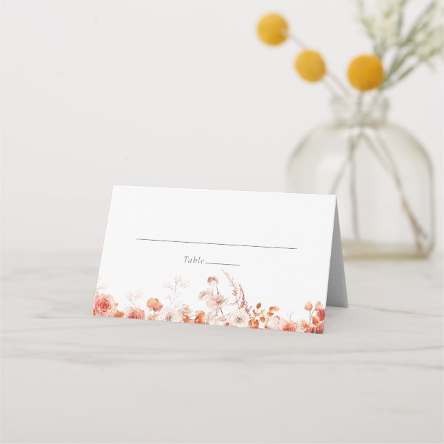Carte De Placement Mariage Floral Orange Fall (Devant)