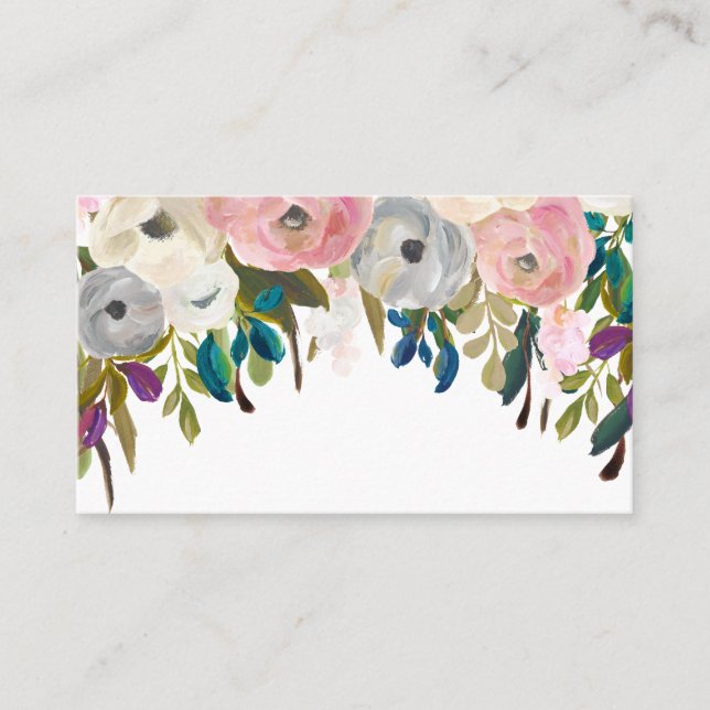 Carte De Placement Mariage floral peint noir Table Place Cartes. (Devant)