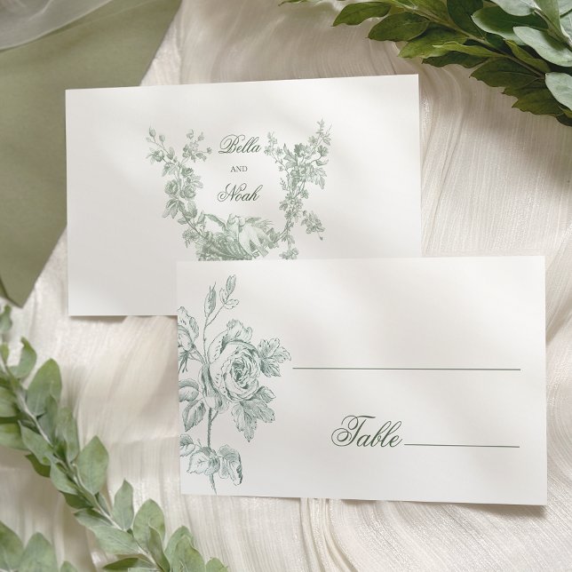 Carte De Placement Mariage Floral Romantique Sauge (Créateur téléchargé)