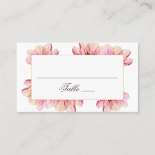 Carte De Placement Mariage floral rose aquarelle. Fleurs de jardin
